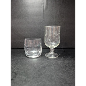 Princess House Heritage Glass Set, 6&quot; Stemmed Water Goblet, Roly Poly Tumbler, Vintage Drinkware, Crystal Collectibles