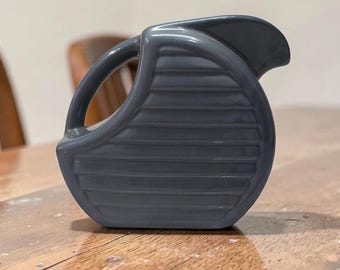 Feltman Langer Dusty Gray Disc Pitcher, Vintage Glazed Ceramic, Retro Home Accessory, Replacement Tableware