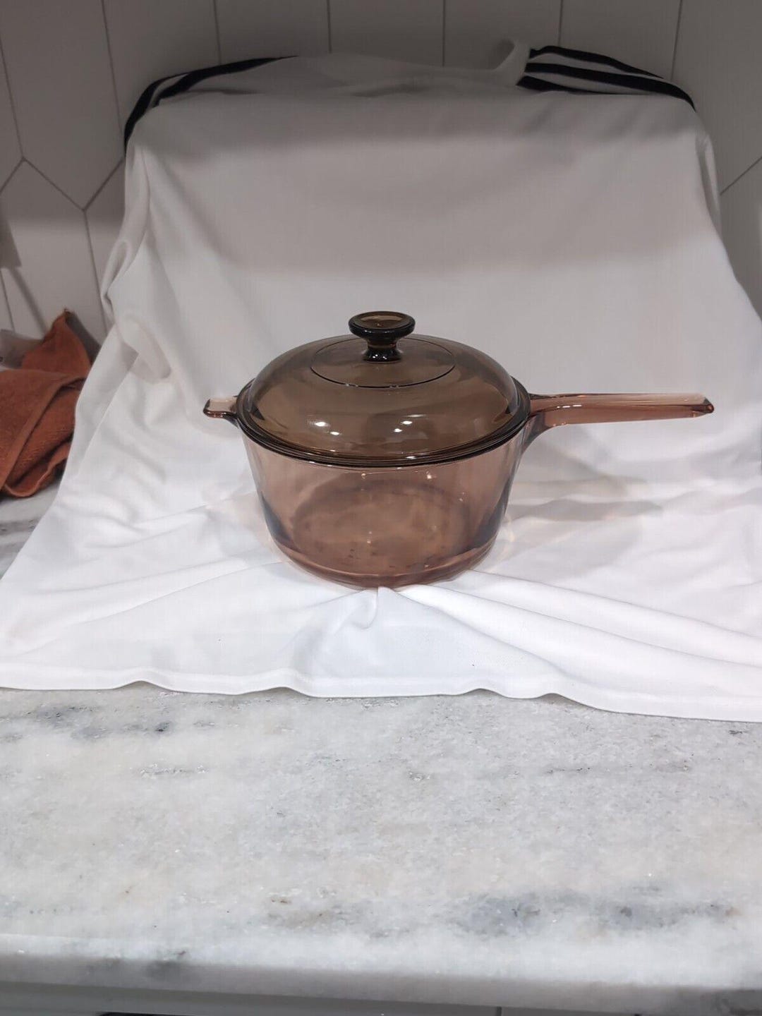 Vision Corning Ware Amber 2.5L Glass Saucepan With Lid, Vintage Kitchen ...