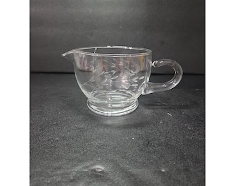 Jarra para crema Princess House Heritage, jarra de vidrio grabada con motivos florales vintage, vajilla de repuesto, cristalería transparente