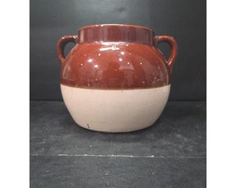 Panela de feijão com alça dupla, estilo Boston vintage, em tons de marrom claro *