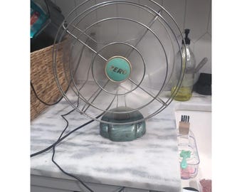 Mcgraw Zero Desk Fan #1275, Four Blade Metal Cage, Vintage Art