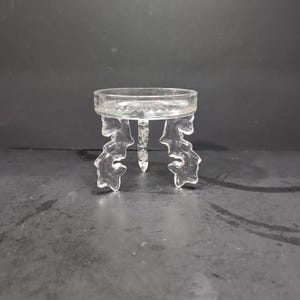 Glass Gazing Ball Paperweight, Vintage Candle Holder, 3 Legs Stand, Polish Poland, Collectible Display