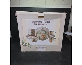 Susan Winget Winter Woodland Ciervo Búho Zorro Conejo 16 piezas Gres descatalogado