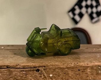 Avon Golf Cart Aftershave Bottle, Wild Country Scent, Vintage Green Glassware, Replacement Vanity Decor