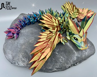 Baby Crystal Wing Dragon, Geflügelter Kristalldrache mit handbemalten Augen - 3D gedruckt