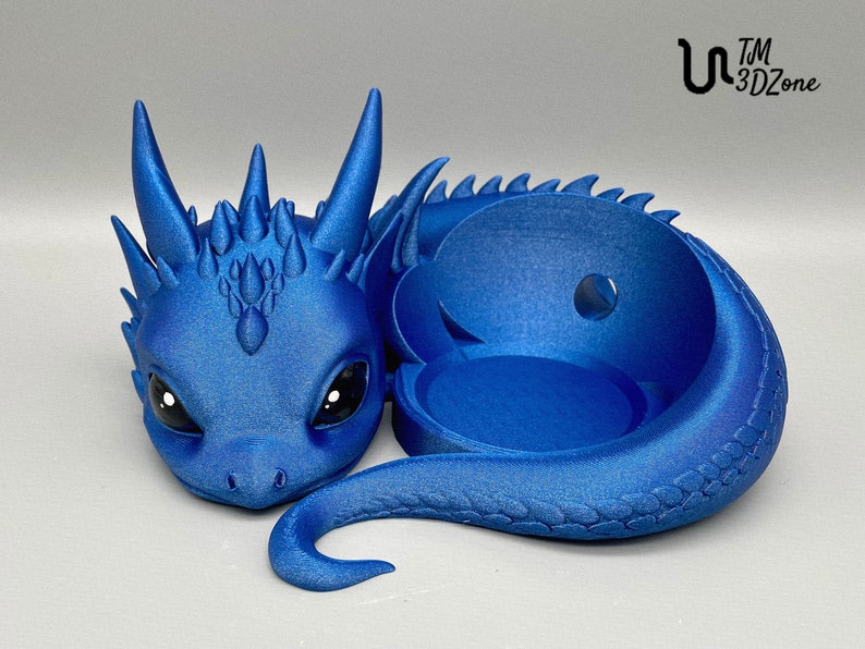Baby Dragon Stand with Hand-Painted Eyes Compatible with Apple HomePod mini and Amazon Echo Dot Gen.5 Galaxy Blau
