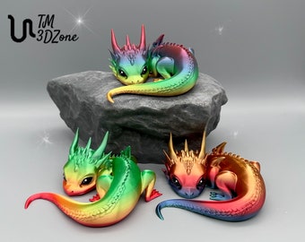 Baby Dragon, Regenbogenfarben, Handbemalt, 3D gedruckt