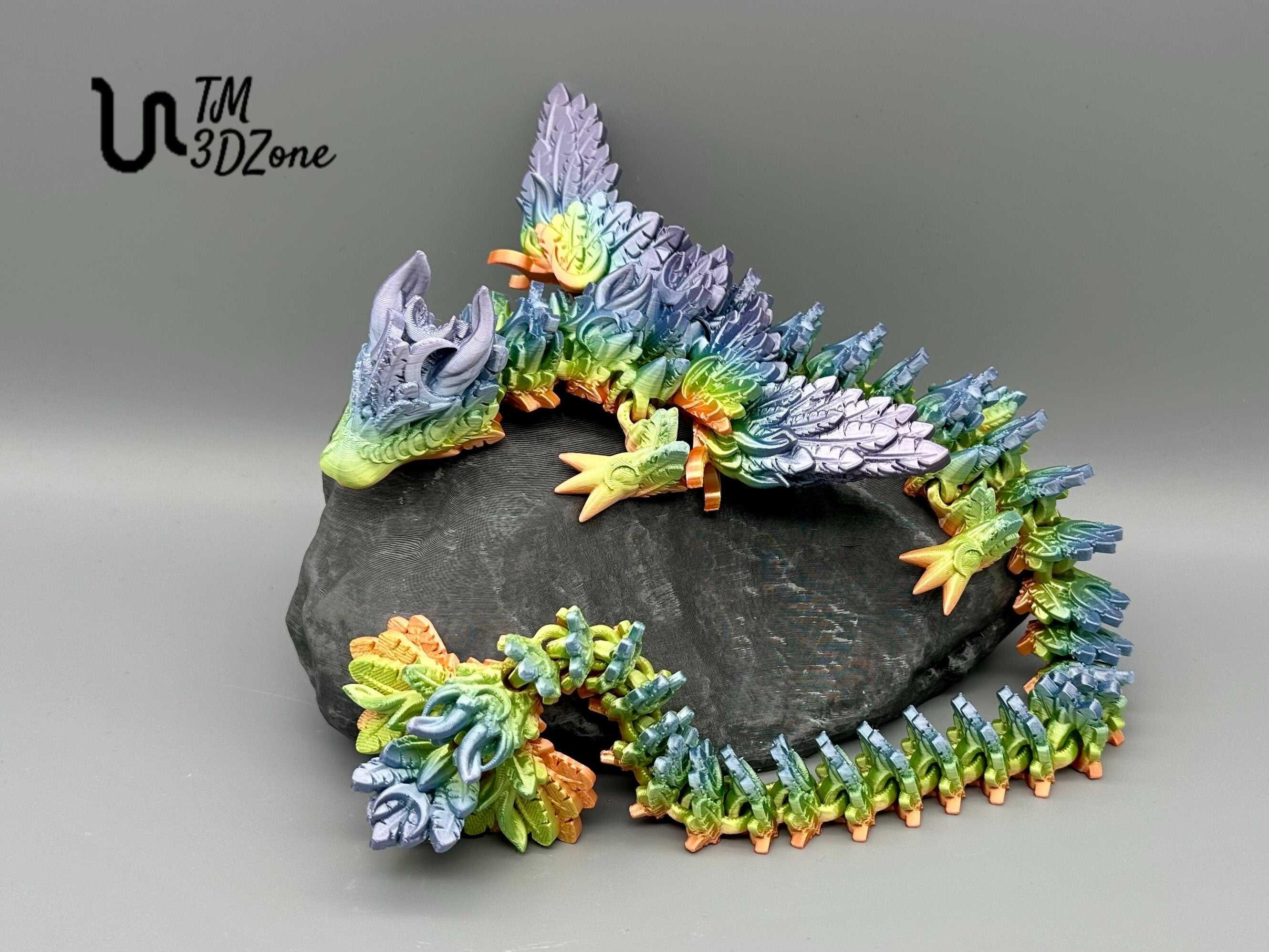 Moon dragon with rainbow colored wings