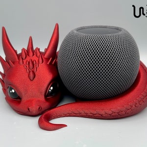 Baby Dragon Stand with Hand-Painted Eyes Compatible with Apple HomePod mini and Amazon Echo Dot Gen.5 Galaxy Rot