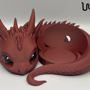 Baby Dragon Stand with Hand-Painted Eyes Compatible with Apple HomePod mini and Amazon Echo Dot Gen.5 Ruby Red