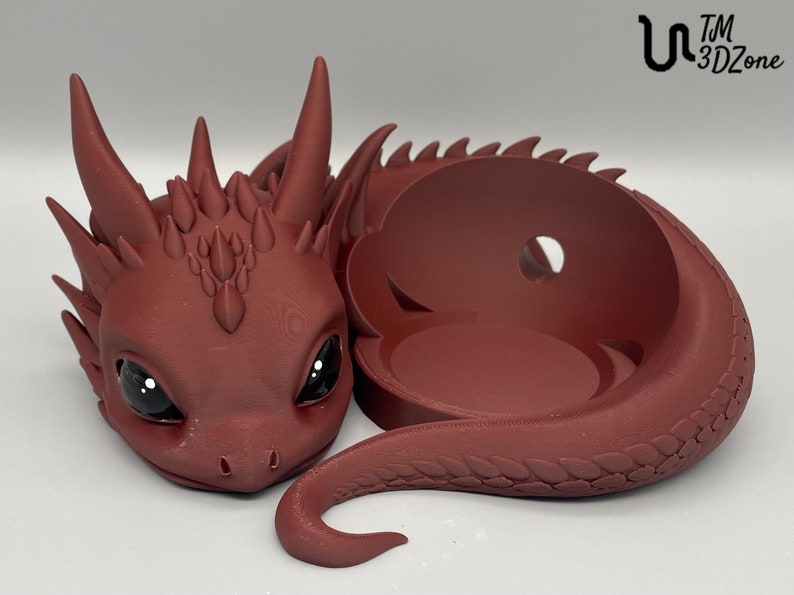 Baby Dragon Stand with Hand-Painted Eyes Compatible with Apple HomePod mini and Amazon Echo Dot Gen.5 Ruby Red