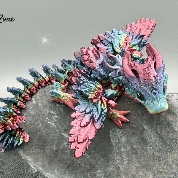 Baby Lunar Wing Dragon Rainbow, beweglicher 3d gedruckter geflügelter Mond Drache in Regenbogenfarben mit handbemalten Augen