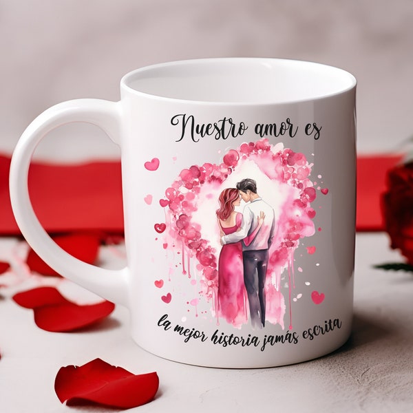 Taza San Valentín de pareja con corazón/Dia del amor/Regalo para enamorados/Ideal para té o café/Regalo para alguien especial,Taza11oz