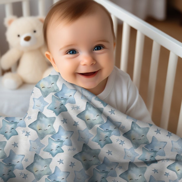 Manta de Estrellas azules/manta fresca de Estrellas azules/manta decorativa de Estrellas azules/Ideal para decorar una cama de bebe