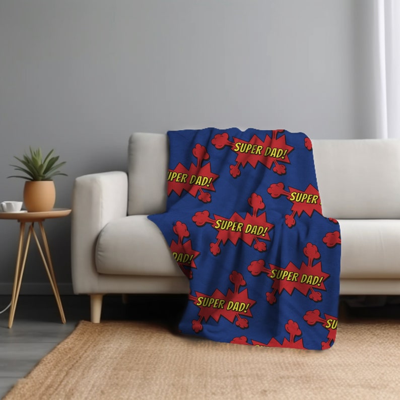 Blanket for Father's Day, Cool Super Dad Blanket, Exclusive Design