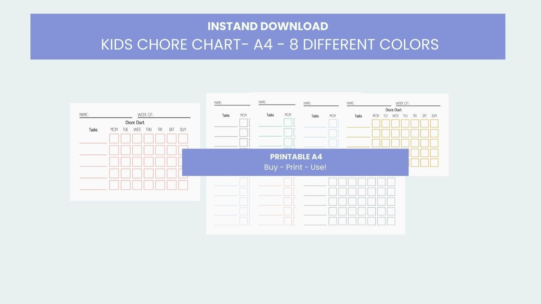 Minimalist Kids Chore Chart, Reward Chart, Responsibility Chart, Family ...