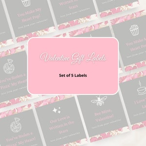 5 etichette regalo stampabili per San Valentino / Adesivi e cartellini romantici personalizzabili per regali, biglietti e biglietti d'amore / Download immediato