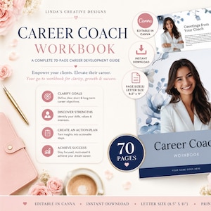 Career Coach Workbook Template | Printable Career Coaching PDF | Job Seeker Planner | Resume & Interview Prep | Canva Editable