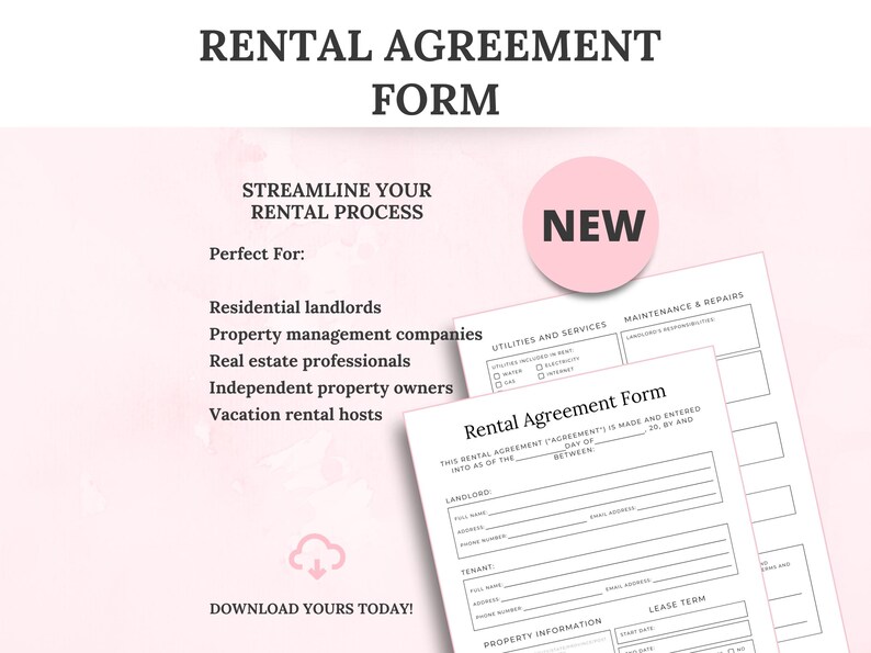 New Contract Rent Request Form Rental Agreement Form Template | Editable Tenant Application | Landlord ...