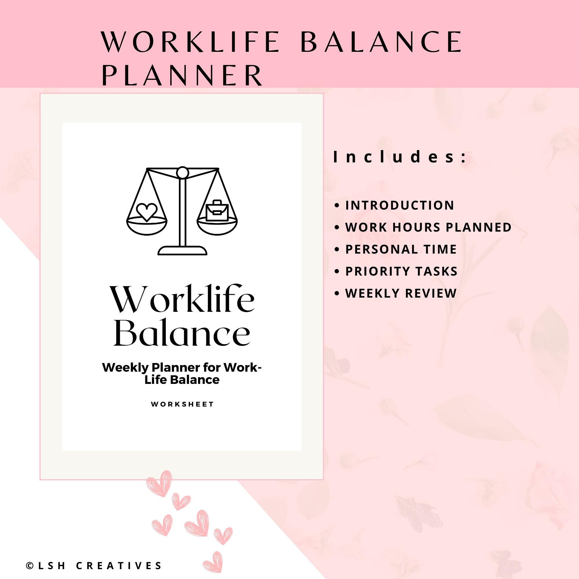 Work-life Balance Worksheet: Printable Planner (PDF File + Canva ...