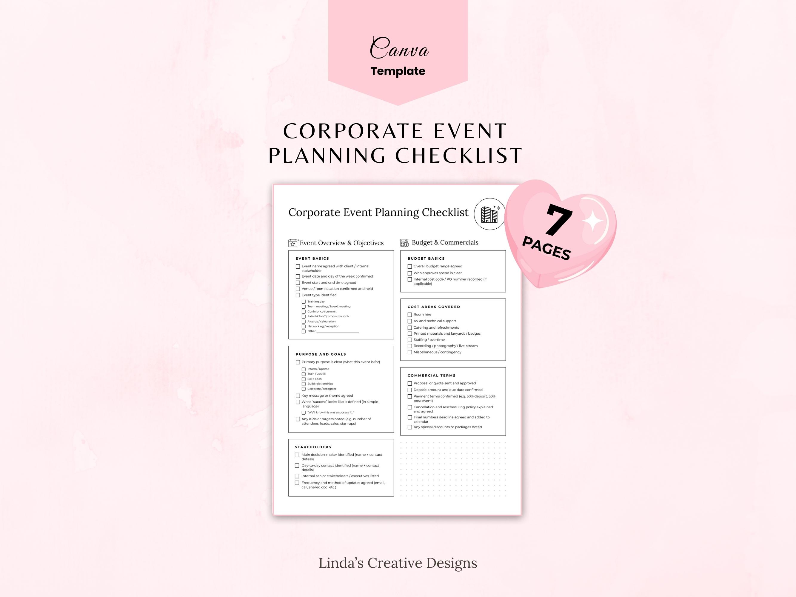 Corporate Event Planning Checklist Template | Business Conference ...