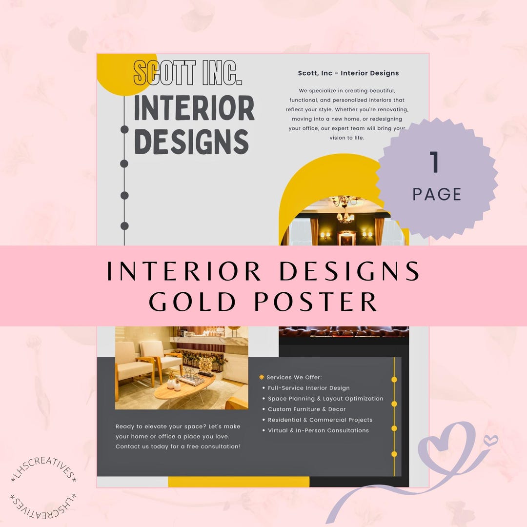 Marketing Poster Template for Interior Designers | Editable Canva ...