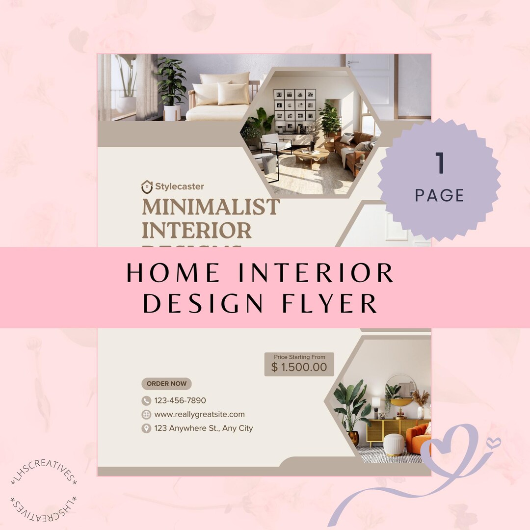Editable Interior Design Flyer Template: Canva Layout (digital Download ...