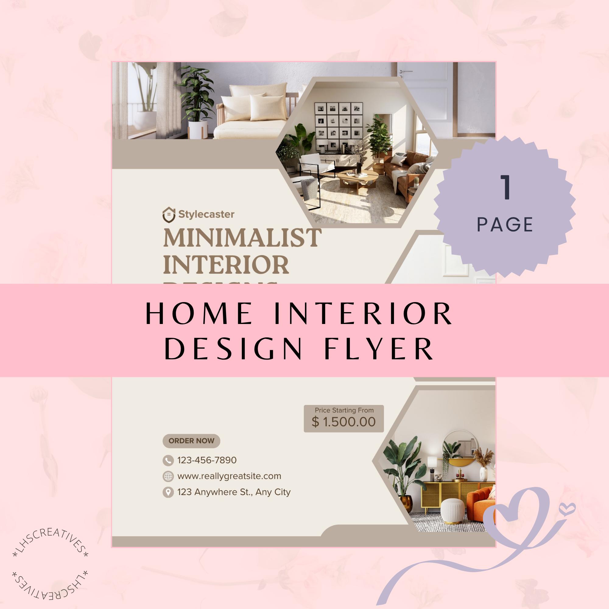 Editable Interior Design Flyer Template: Canva Layout (digital Download ...