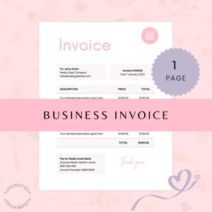 Simple Business Invoice Template: Printable Design for Canva (Digital Download)
