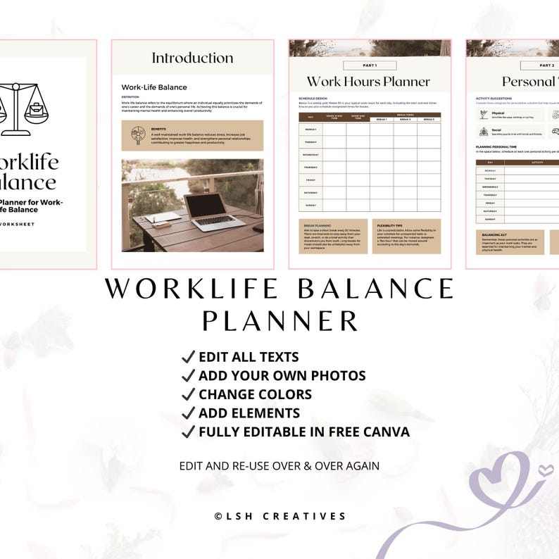 Work-life Balance Worksheet: Printable Planner (PDF File + Canva ...