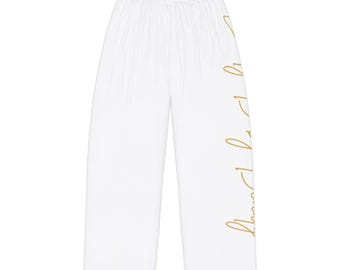 Pyjamabroek met gouden tekst op de zijkant | Loungebroek dames