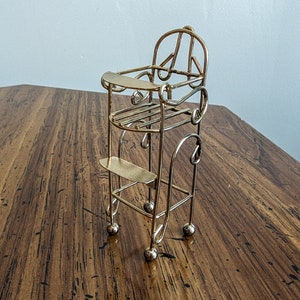 Vintage Dollhouse Furniture - Miniature Brass Highchair for Doll House