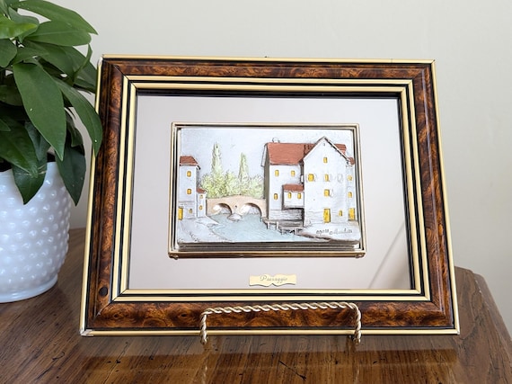 Vintage Italian Sterling Silver Framed Art: 3D Urban