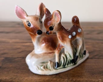 Vintage Shafford Deer Planter: Ceramic Doe and Fawn, Made in Japan