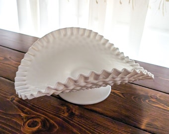 Vinatge Fenton Milk Glass Hobnob Banana Bowl, Table Centerpiece, Collectible Glass