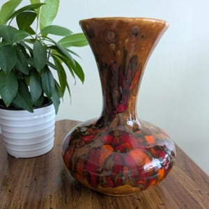 Vintage Textured Ceramic Vase: 1970s Signed Artist Pottery