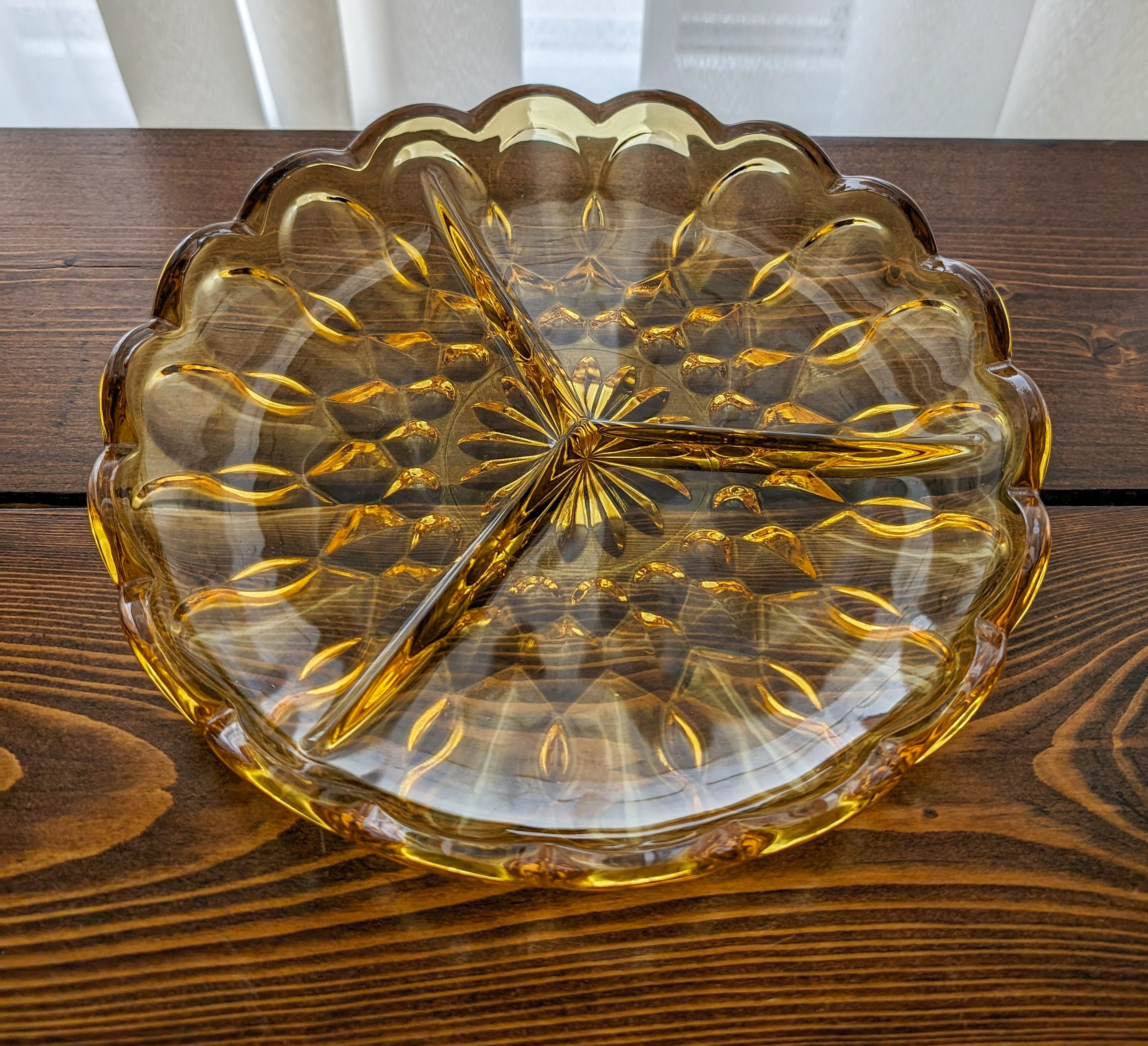 Vintage Anchor Hocking Yellow Glass Fairfield Divided Dish Serving Plate Etsy Canada