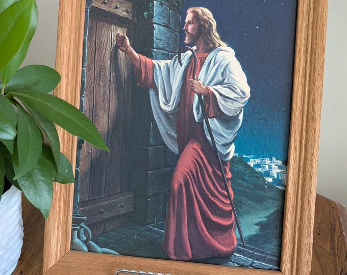 Vintage Framed Jesus Christ Knocking at Door Print, Christian Home ...