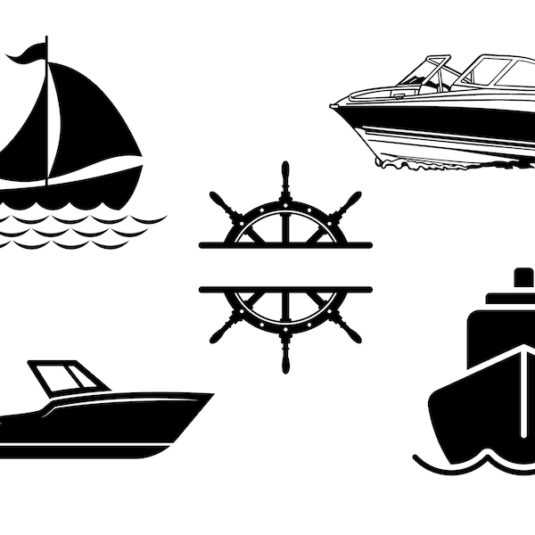 Boats Themed SVG Bundle - Designs - Laser Files - Multiple Formats - Ocean Lake River Watercraft