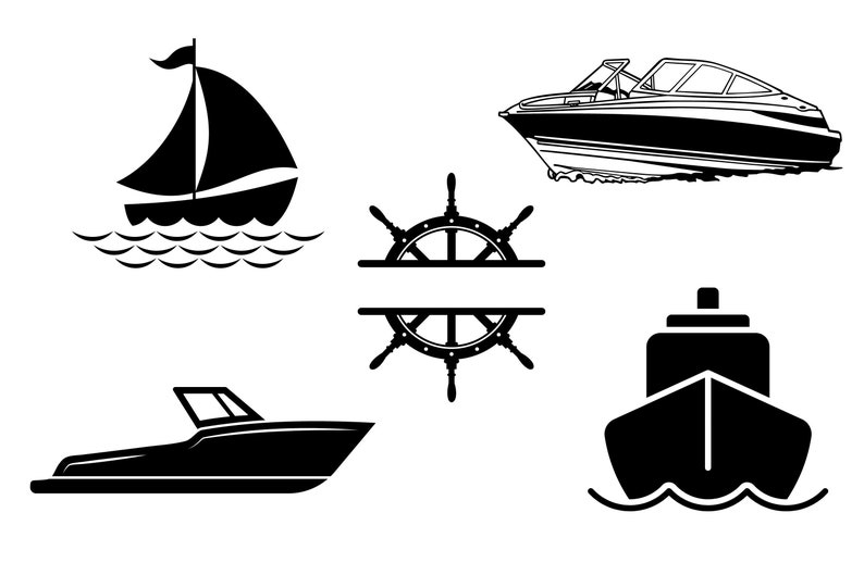 Boats Themed SVG Bundle Designs Laser Files Multiple Formats Ocean Lake