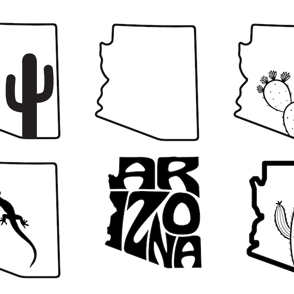 Arizona State Outline Themed SVG Bundle - T-Shirt Designs - Laser Files - Multiple File Formats