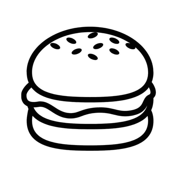 Hamburger with Bun Outline Design SVG PNG Bundle - Cricut - Stickers Crafting Laser Cheeseburger