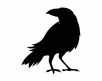 Black Raven Crow Silhouette Design SVG PNG Bundle - Cricut - Stickers Crafting Laser Files Bird