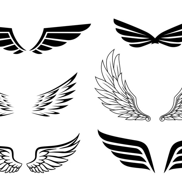 Wings Themed SVG Bundle - Designs - Laser Files - Multiple Formats - Key Chains Feathers Tattoo Angel