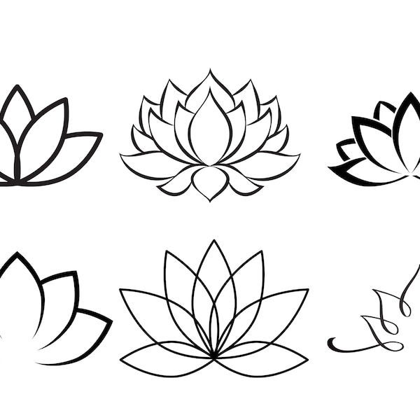 Lotus Flowers Themed SVG Bundle - Designs - Laser Files - Multiple Formats - Key Chains Tattoo