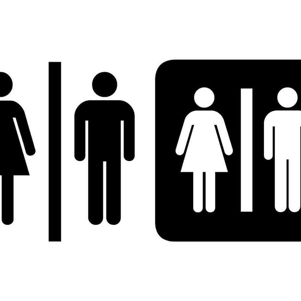 Restroom Men Women Toilet Signs SVG PNG Bundle - Cricut - Keychains Stickers Crafting Cut File