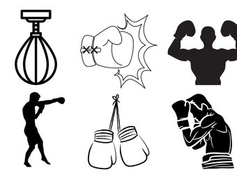 Boxing Fight Themed SVG Bundle - T-Shirt Designs - Laser Files - Multiple File Formats Gloves Ring Boxer