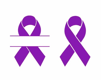 Purple Cancer Ribbon Designs SVG PNG Bundle - Cricut - Stickers Crafting Awareness Pancreatic