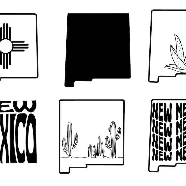 New Mexico State Outline Themed SVG Bundle - Designs - Laser Files - Multiple Formats - Key Chains
